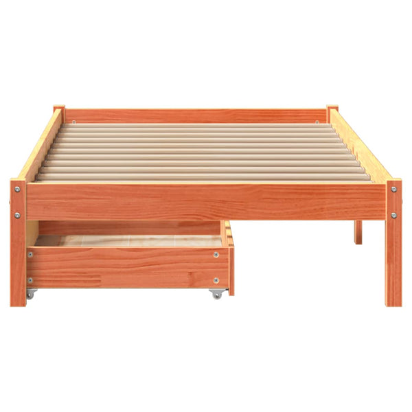 Sängynrunko ilman patjaa vahanruskea 90x200 cm täysi mänty