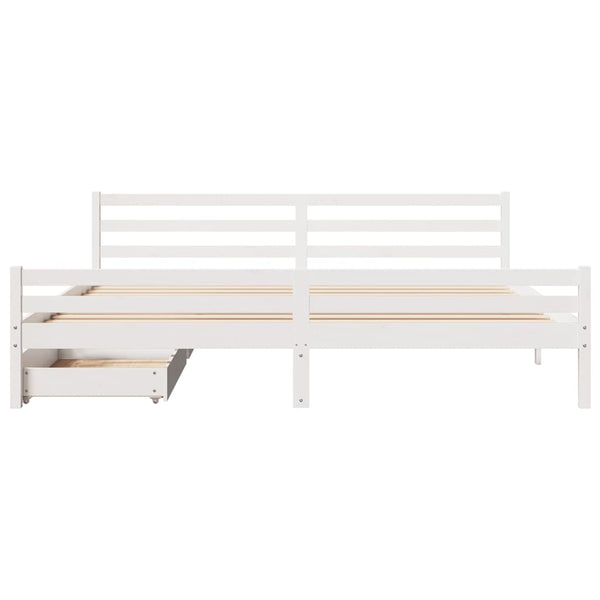 Sängynrunko ilman patjaa valkoinen 200x200 cm täysi mänty