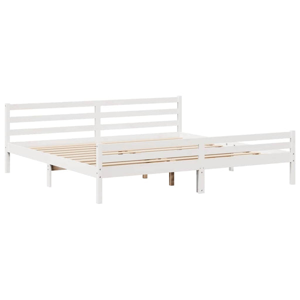 Sängynrunko ilman patjaa valkoinen 200x200 cm täysi mänty