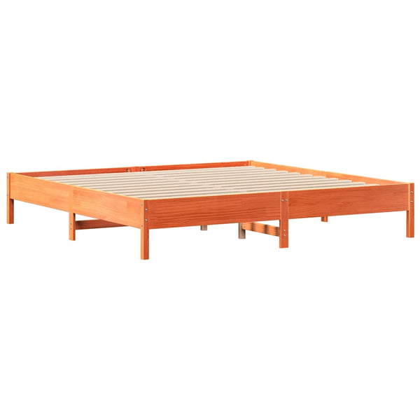 Sängynrunko ilman patjaa vahanruskea 200x200 cm täysi mänty