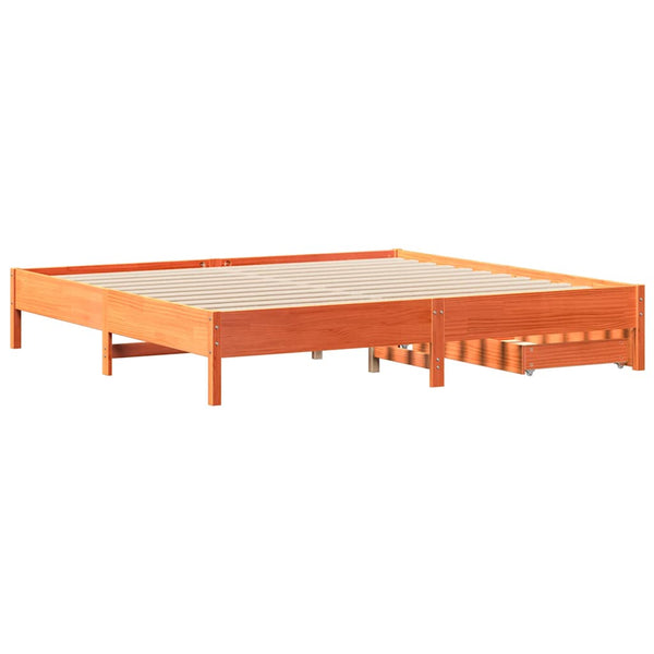 Sängynrunko ilman patjaa vahanruskea 200x200 cm täysi mänty