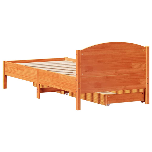 Sängynrunko ilman patjaa vahanruskea 90x200 cm täysi mänty