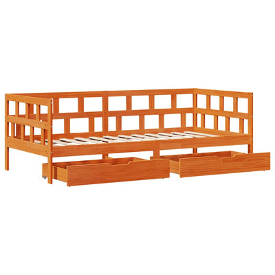 Vuodesohva laatikoilla vahanruskea 80x200 cm täysi mänty