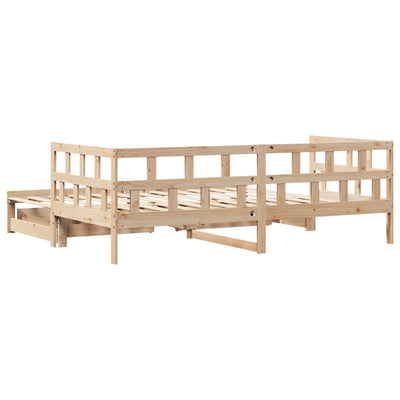 Vuodesohva rullilla ja laatikoilla 90x190 cm täysi mänty