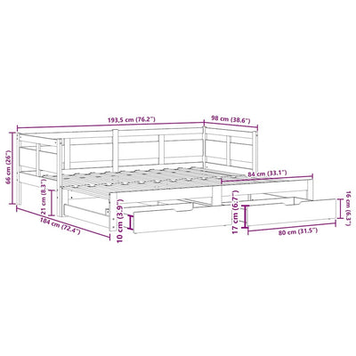 Vuodesohva rullilla ja laatikoilla Kyan 90x190cm (mänty)