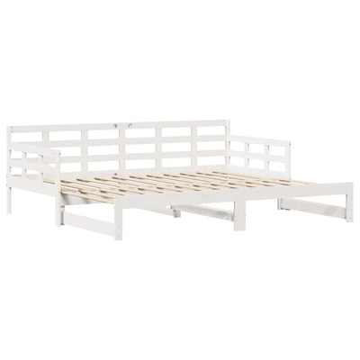Vuodesohva rullilla ja laatikoilla valk. 80x200 cm täysi mänty