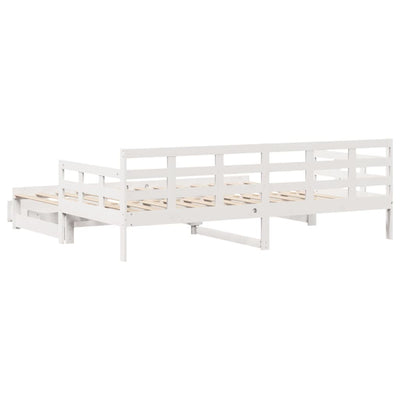 Vuodesohva rullilla ja laatikoilla valk. 80x200 cm täysi mänty