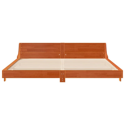Sängynrunko päädyllä vahanruskea 200x200 cm täysi mänty