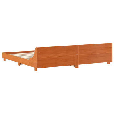 Sängynrunko päädyllä vahanruskea 200x200 cm täysi mänty