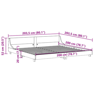 Sängynrunko päädyllä vahanruskea 200x200 cm täysi mänty