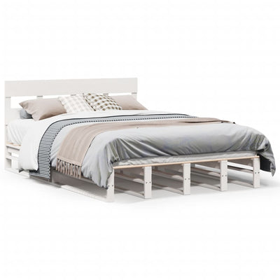 Sängynrunko ilman patjaa valkoinen 140x190 cm täysi mänty