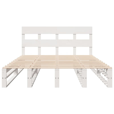 Sängynrunko ilman patjaa valkoinen 140x190 cm täysi mänty