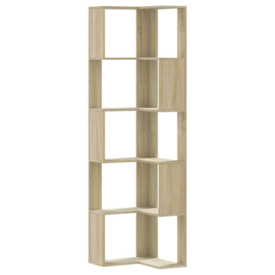 Kulmakirjahylly 5 tasoa Sonoma-tammi 50x50x179 cm tekninen puu