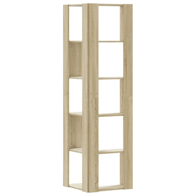 Kulmakirjahylly 5 tasoa Sonoma-tammi 50x50x179 cm tekninen puu
