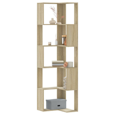 Kulmakirjahylly 5 tasoa Sonoma-tammi 50x50x179 cm tekninen puu