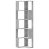 Betoninharmaa kulmakirjahylly Chitilina 50x50x179cm (5 tasoa, puinen)