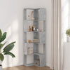 Kulmakirjahylly 5 tasoa betoninharmaa 50x50x179 cm tekninen puu