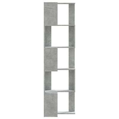 Kulmakirjahylly 5 tasoa betoninharmaa 50x50x179 cm tekninen puu