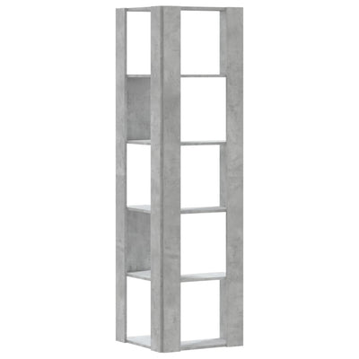 Kulmakirjahylly 5 tasoa betoninharmaa 50x50x179 cm tekninen puu
