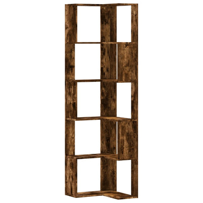 Kulmakirjahylly 5 tasoa savutammi 50x50x179 cm tekninen puu
