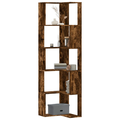 Kulmakirjahylly 5 tasoa savutammi 50x50x179 cm tekninen puu