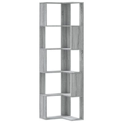 Kulmakirjahylly 5 tasoa harmaa Sonoma 50x50x179 cm tekninen puu