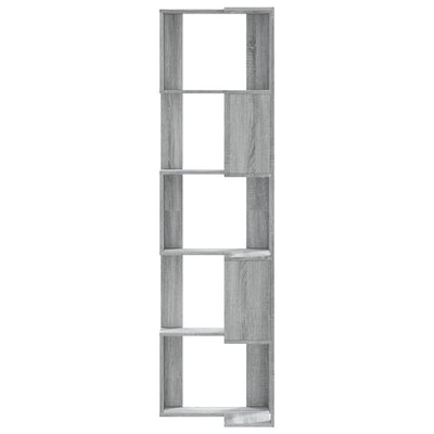 Kulmakirjahylly 5 tasoa harmaa Sonoma 50x50x179 cm tekninen puu
