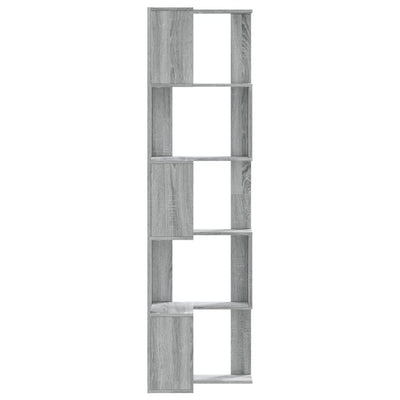 Kulmakirjahylly 5 tasoa harmaa Sonoma 50x50x179 cm tekninen puu