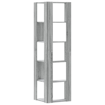 Kulmakirjahylly 5 tasoa harmaa Sonoma 50x50x179 cm tekninen puu