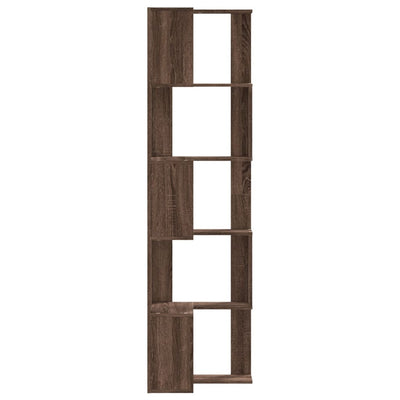 Kulmakirjahylly 5 tasoa ruskea tammi 50x50x179 cm tekninen puu