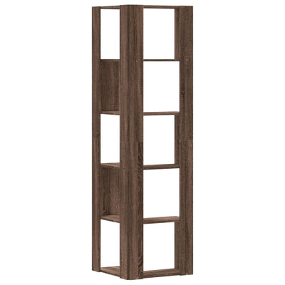 Kulmakirjahylly 5 tasoa ruskea tammi 50x50x179 cm tekninen puu