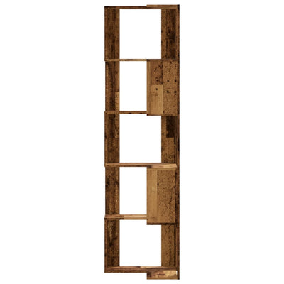 Kulmakirjahylly 5 tasoa vanha puu 50x50x179 cm tekninen puu