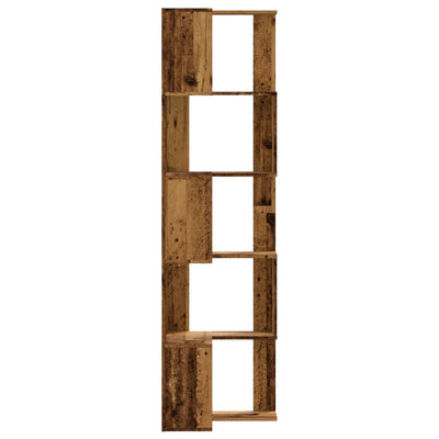 Kulmakirjahylly 5 tasoa vanha puu 50x50x179 cm tekninen puu