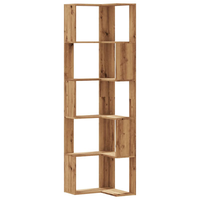 Kulmakirjahylly 5 tasoa artesaanitammi 50x50x179cm tekninen puu
