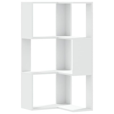 Kulmakirjahylly 3 tasoa valkoinen 50x50x102 cm tekninen puu