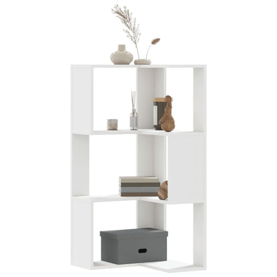 Kulmakirjahylly 3 tasoa valkoinen 50x50x102 cm tekninen puu