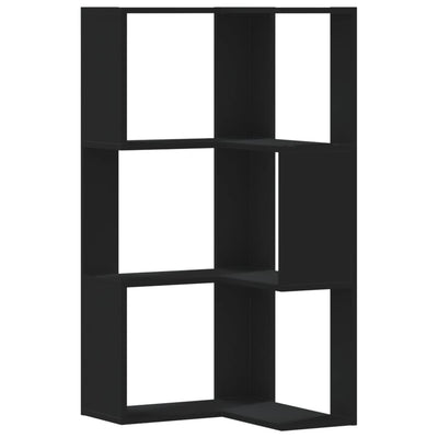 Kulmakirjahylly 3 tasoa musta 50x50x102 cm tekninen puu