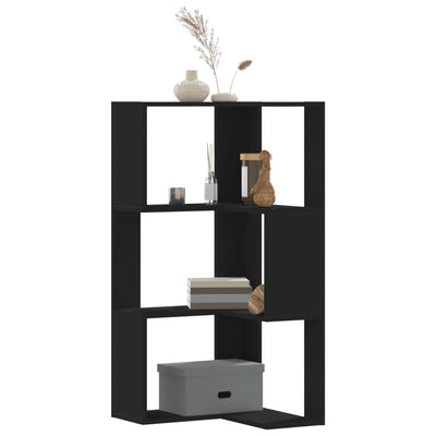 Kulmakirjahylly 3 tasoa musta 50x50x102 cm tekninen puu