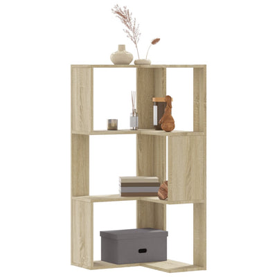 Kulmakirjahylly 3 tasoa Sonoma-tammi 50x50x102 cm tekninen puu