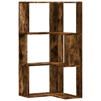 Kulmakirjahylly 3 tasoa savutammi 50x50x102 cm tekninen puu