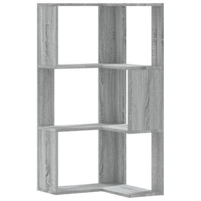 Kulmakirjahylly 3 tasoa harmaa Sonoma 50x50x102 cm tekninen puu