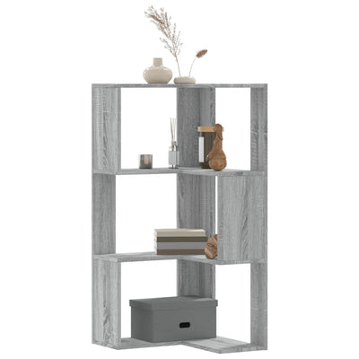 Kulmakirjahylly 3 tasoa harmaa Sonoma 50x50x102 cm tekninen puu