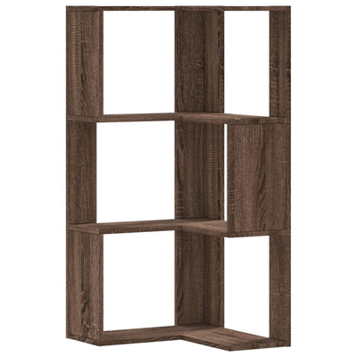 Kulmakirjahylly 3 tasoa ruskea tammi 50x50x102 cm tekninen puu