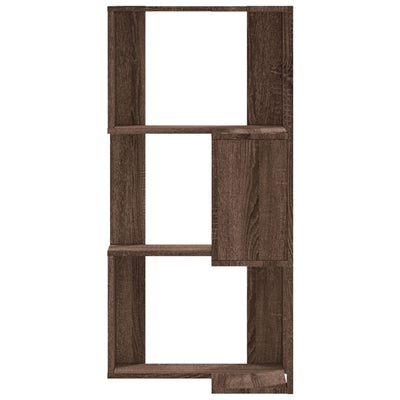 Kulmakirjahylly 3 tasoa ruskea tammi 50x50x102 cm tekninen puu
