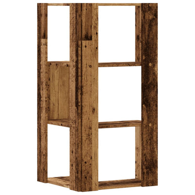 Kulmakirjahylly 3 tasoa vanha puu 50x50x102 cm tekninen puu