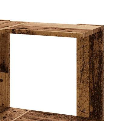 Kulmakirjahylly 3 tasoa vanha puu 50x50x102 cm tekninen puu
