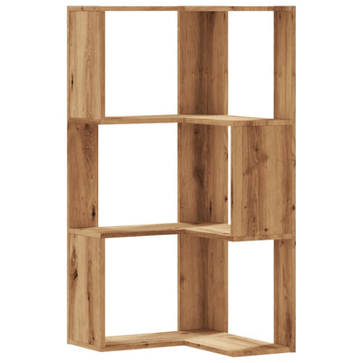 Kulmakirjahylly 3 tasoa artesaanitammi 50x50x102cm tekninen puu
