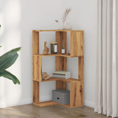Kulmakirjahylly 3 tasoa artesaanitammi 50x50x102cm tekninen puu