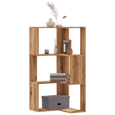 Kulmakirjahylly 3 tasoa artesaanitammi 50x50x102cm tekninen puu