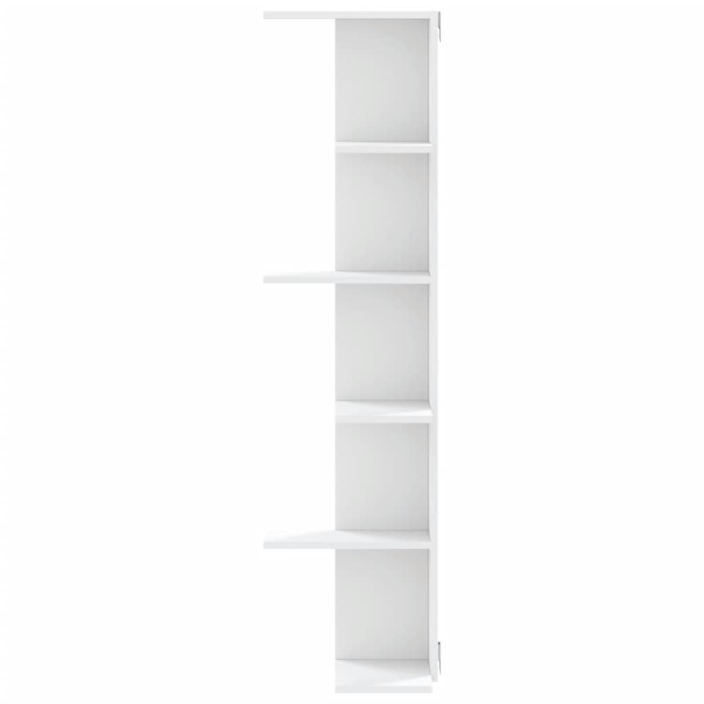 Valkoinen seinäkulmahylly Clarine 36,5x36,5x140cm (puinen)